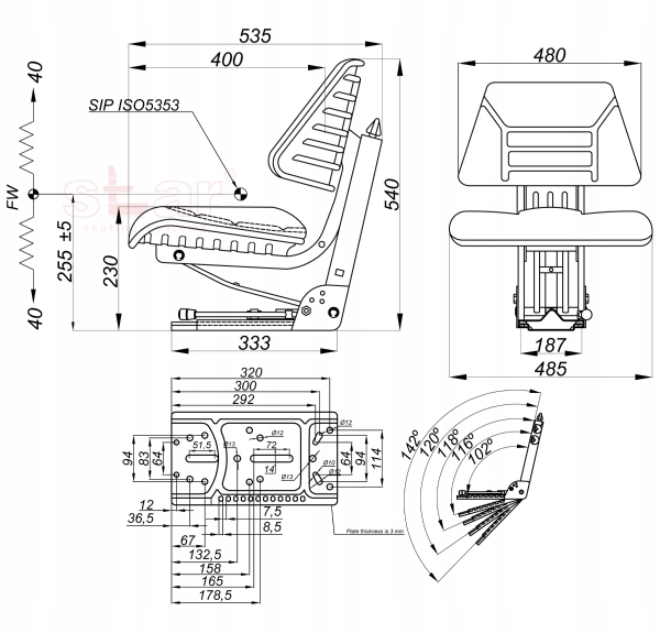 ASIENTO ASIENTOS URSUS C330 C360 ZETOR MF ROJA 