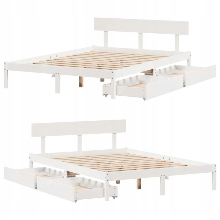 CHÂSSIS ROULEMENTS SANS MATERACA BLANCHE 140X200CM LITE BOIS SOSNOWE