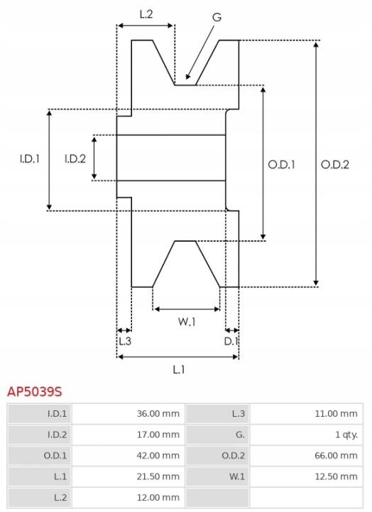 ROUES POULIE ALTERNATEUR AP5039S AS-PL