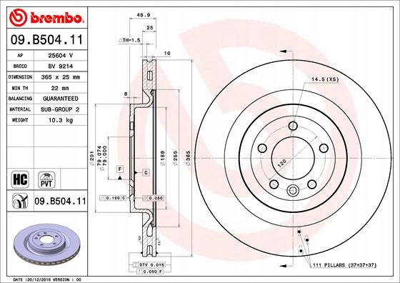 DISCOS ZAPATAS PARTE TRASERA BREMBO LAND ROVER RANGE SPORT II 