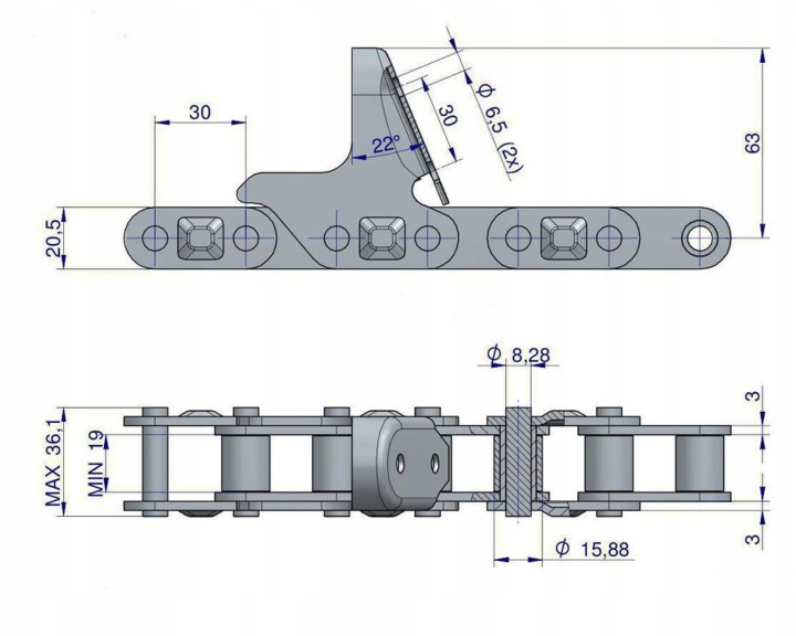 CHAÎNE OBRYWACZA KOLB ROULEAUX CA627-76PS 8 PLYTEK ZASTOSOWANIE NOUVEAU HOLLA
