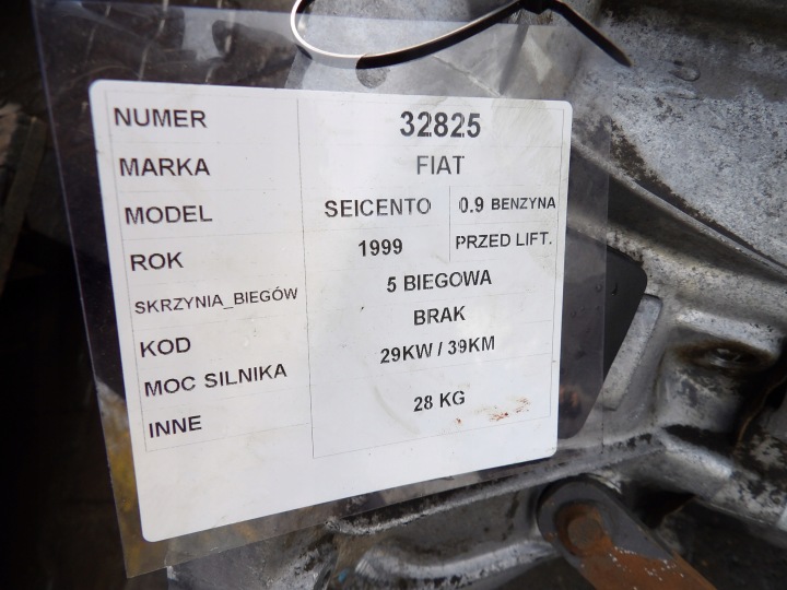FIAT SEICENTO BOÎTE DE VITESSES 900 B 29KW 39M
