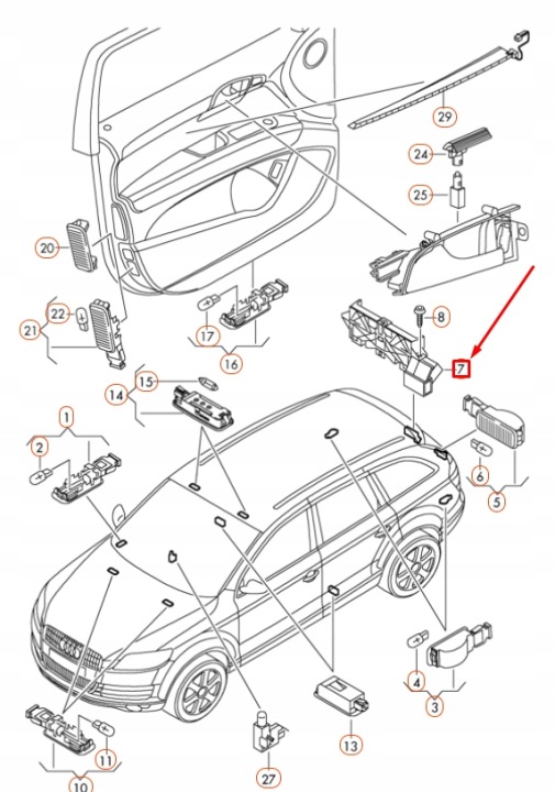 AUDI Q5 8R COMMUTATEUR ÉCLAIRAGE COUVERCLES DE COFFRE ARRIÈRE COUVERCLES DE COFFRE 4L0959121