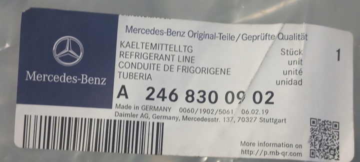NEUF ORIGINAL TUYAU FIL CLIMATISATION MERCEDES A CLASSE W176 A2468300902