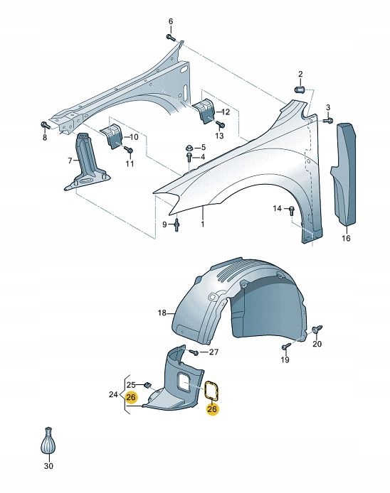NEUF ORIGINALE BOUCHON PASSAGE DE ROUE AVANT VW GOLF VII