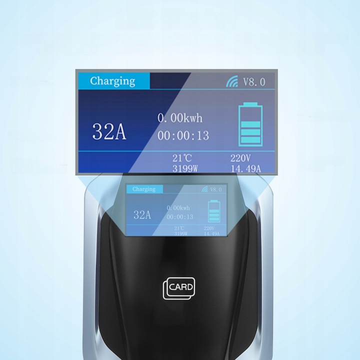 VITRE CHARGEUR VERS AUTOMOBILES ÉLECTRIQUES AVEC EKRANEM LED I DLUGIM CÂBLE – NOIRE