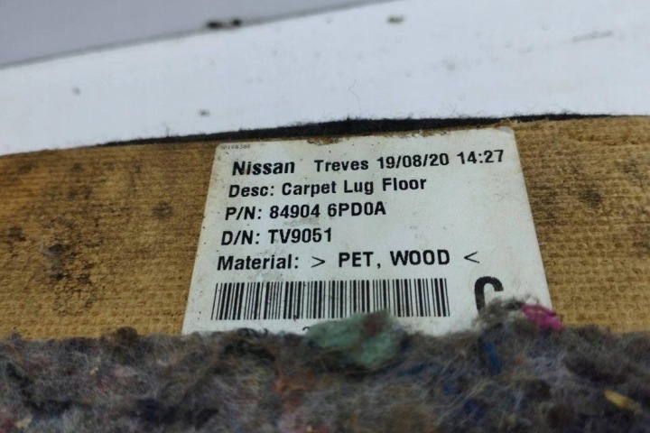 REVÊTEMENT COUVERCLES DE COFFRE NISSAN JUKE (F16) 849046PD0A 1.0L GASOLINE 2020