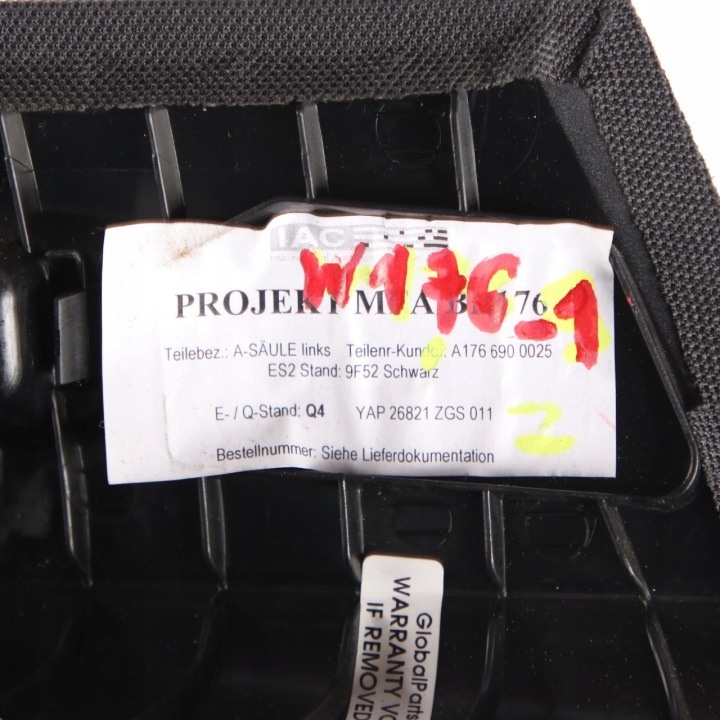 MERCEDES W176 PROTECTION CHÂSSIS MONTANTS A AVANT LEWO NOIRE A1766900025