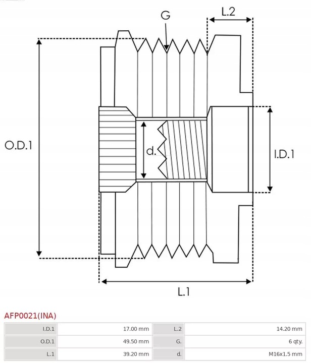 AS-PL AFP0021(INA) RUEDA POLEA WOLNOBIEZNE 