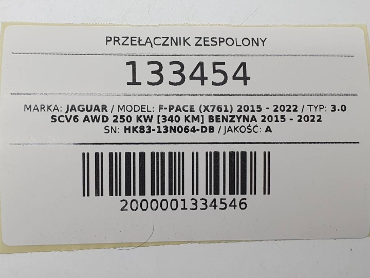 COMMUTATEUR COMPOSITE BANDE JAGUAR F-PACE X761