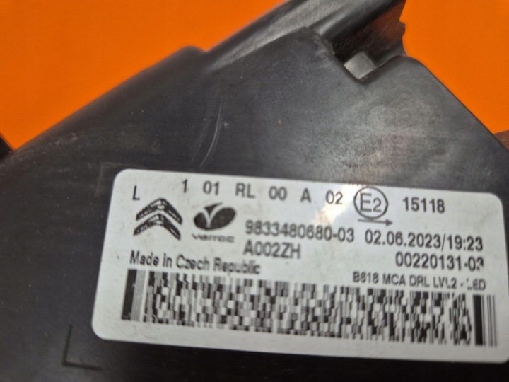 CITROEN C3 III LIFT 20-24 PHARE GAUCHE AVANT PHARES ANTIBROUILLARD GAUCHE 9833480680-03