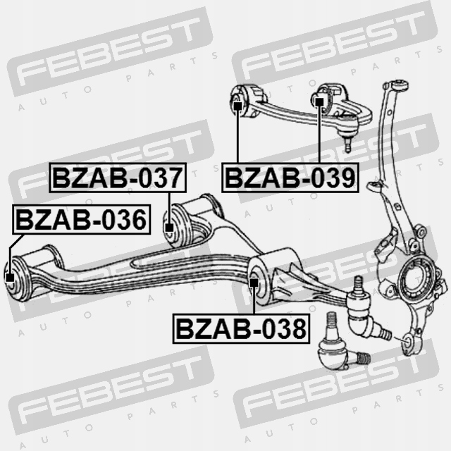 FEBEST BZAB-039 LOZYSKOWANIE, BRAS DE SUSPENSION