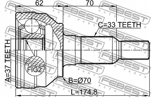 JOINT HOMOKINIETYCZNY EXTÉRIEUR HUMMER H3 (LHD) 2006-2010 3610-H3 FEBE