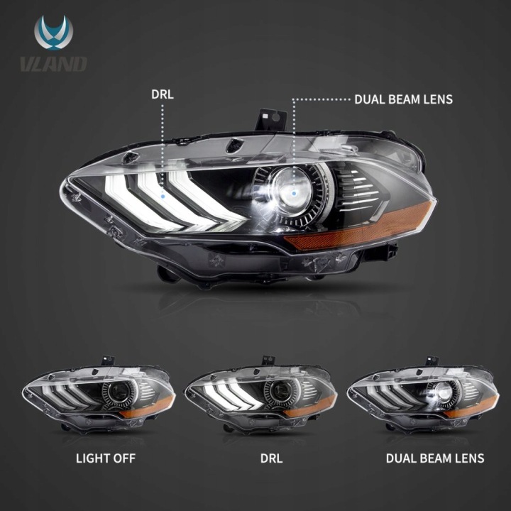 FORD MUSTANG 2018-2023 PHARE PHARES AVANT LED VLAND ENSEMBLE