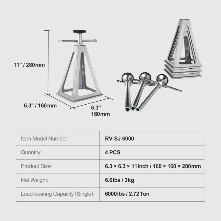 STABILISATEUR RV JACKS 4 PCS ALUMINIUM 11-17″ REMORQUE ROUTE CAMPING-CAR
