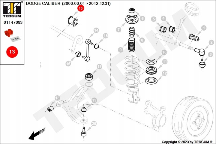 POLIURETANOWA BLOQUE SILENCIOSO ESTABILIZADOR PARTE DELANTERA WEW DODGE JEEP 