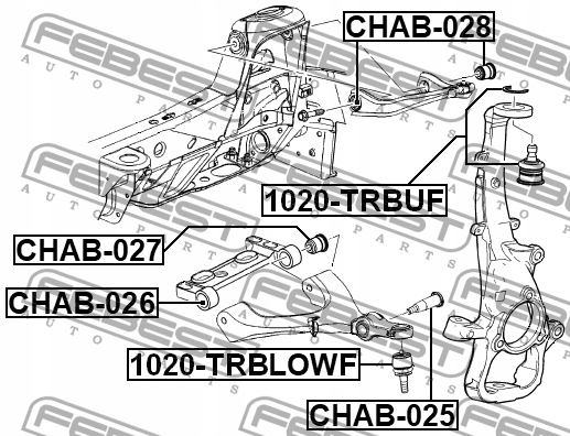 PIVOT BRAS DE SUSPENSION AVANT BAS FEBEST 1020-TRBLOWF