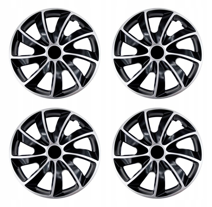 4 PIEZAS TAPACUBOS QUAD CZARNO-SREBRNE 15'' RENAULT PEUGEOT VW OPEL FORD CITROEN 