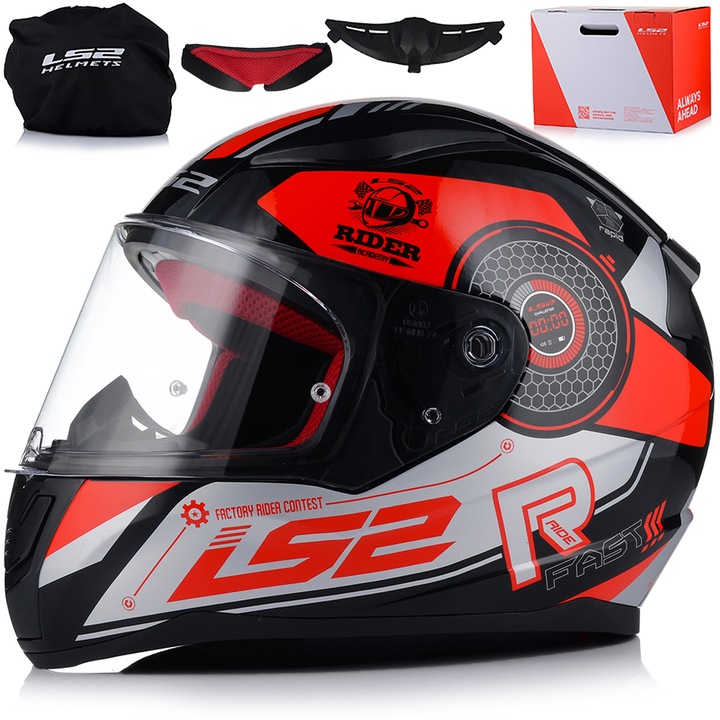 HELMET FOR MOTORCYCLE LS2 FF353 RAPID STRATUS BLK/RED INTEGRALNY SYSTEM PINLOCK 