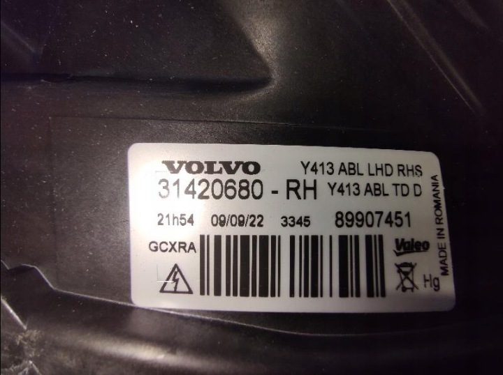 VOLVO XC60 I XC-60 I 08-13 XÉNON 31420680 PHARE AVANT AVANT