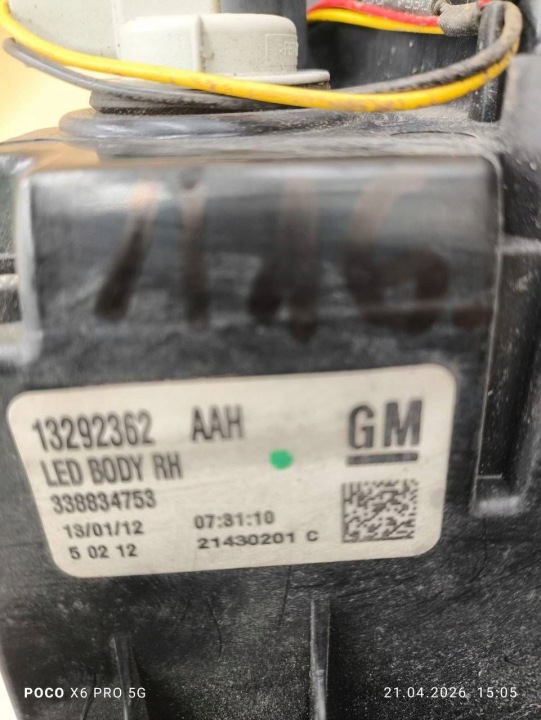 PHARE ARRIÈRE ARRIÈRE CÔTÉ DROITE OPEL ZAFIRA C LIFT LED 13292362