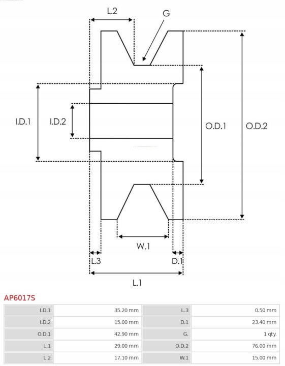 KOLO POULIE ALTERNATEUR AS-PL AP6017S