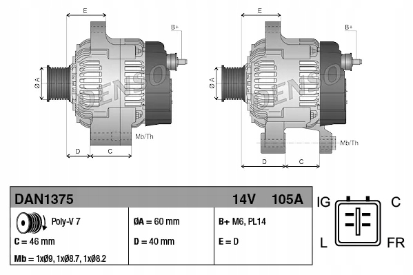 DENSO ALTERNATEUR HONDA ACCORD VII CIVIC VIII CR-V III 1.8 2.0 2.4