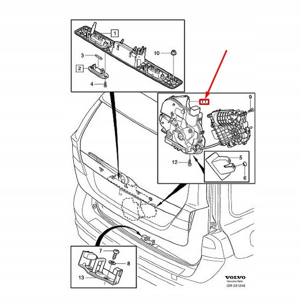 SERRURE COUVERCLES DE COFFRE COUVERCLES DE COFFRE VOLVO XC70 2000 2007 ORIGINAL 31440491