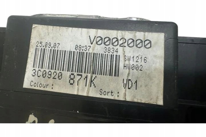 COMPTEUR VW PASSAT VARIANT B6 (3C5) 3C0920871K 1.9L DIESEL 77KW 2006