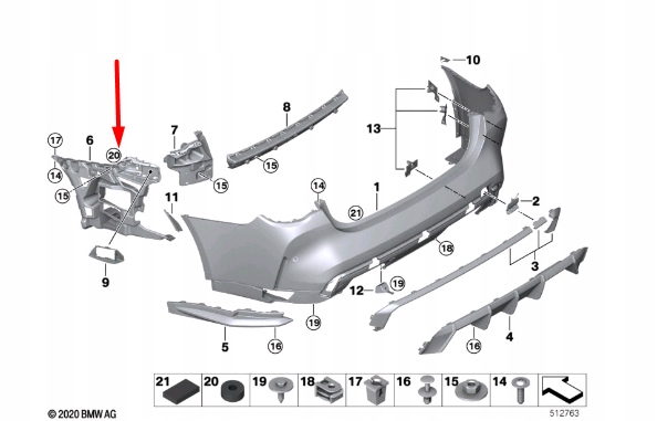 NOUVEAU BMW M4 G82 REAR LEFT PARE-CHOCS SIDE LATERAL SUPPORT 51128074727 ORIGINAL