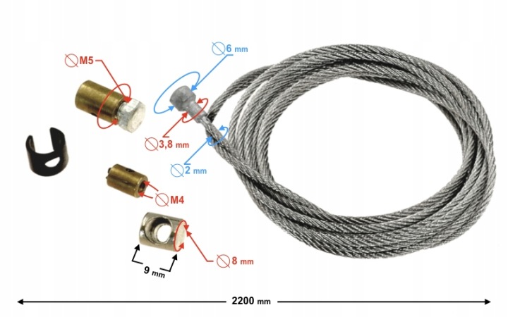 KIT RÉPARATION CÂBLES ADHÉRENCE 2,2M ADAPTATEURS