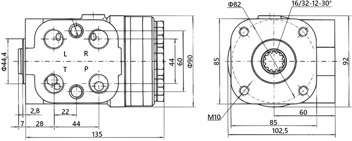 ORBITROL OSPC 100 ON EJE 320 MM BIZON URSUS 