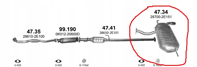 HYUNDAI TUSCON KIA SPORTAGE 2.0 16V 104KW 141KM SILENCER END 47.34 photo 4 - milautoparts-fr.ukrlive.com