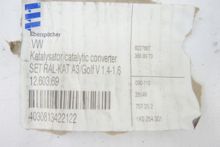 CATALYSEUR 1K0254301PX 12.603.69 A3 GOLF V 5