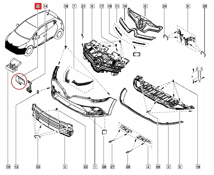 RENAULT CLIO IV LIFT 2016-2020 GUIDE D'AIR PRZESLONA ADMISSION DROIT OE