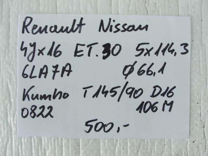 KOLO RÉGLAGE RENAULT ARKANA NISSAN 4JX 16″ ET 30 5X114,3 6LA7A