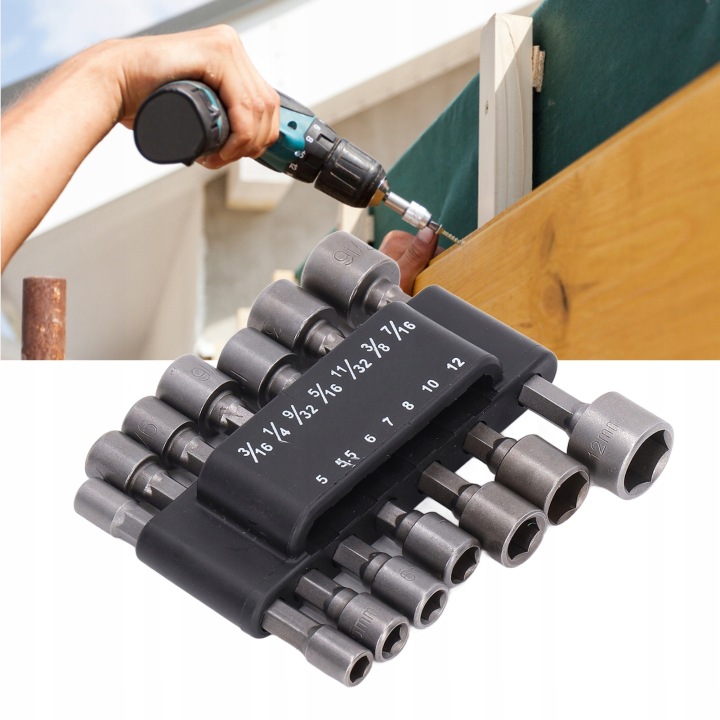 14PCS/SET POWER NUT DRIVER SET STEL ACIER 40CR GNE SNECKED GNEKTUKA QN