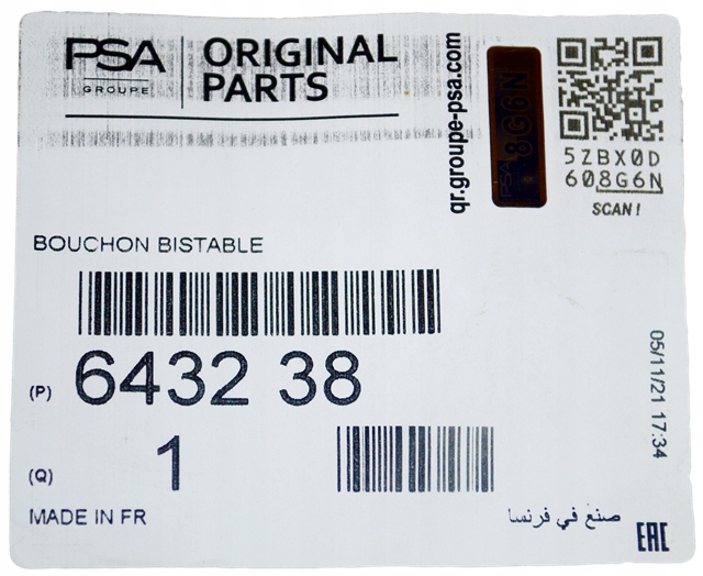 OE PSA BOUCHON RÉSERVOIR LIQUIDE LAVE-GLACES CITROEN C4, JUMPY III PEUGEOT 30