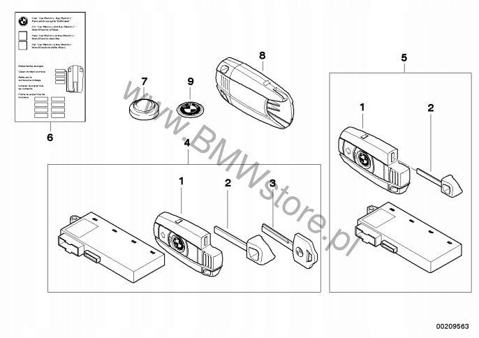BMW E60 E87 E90 CLÉ INSERT CLÉ ALLUMAGE TÉLÉCOMMANDE RADIO 868MHZ 6954810