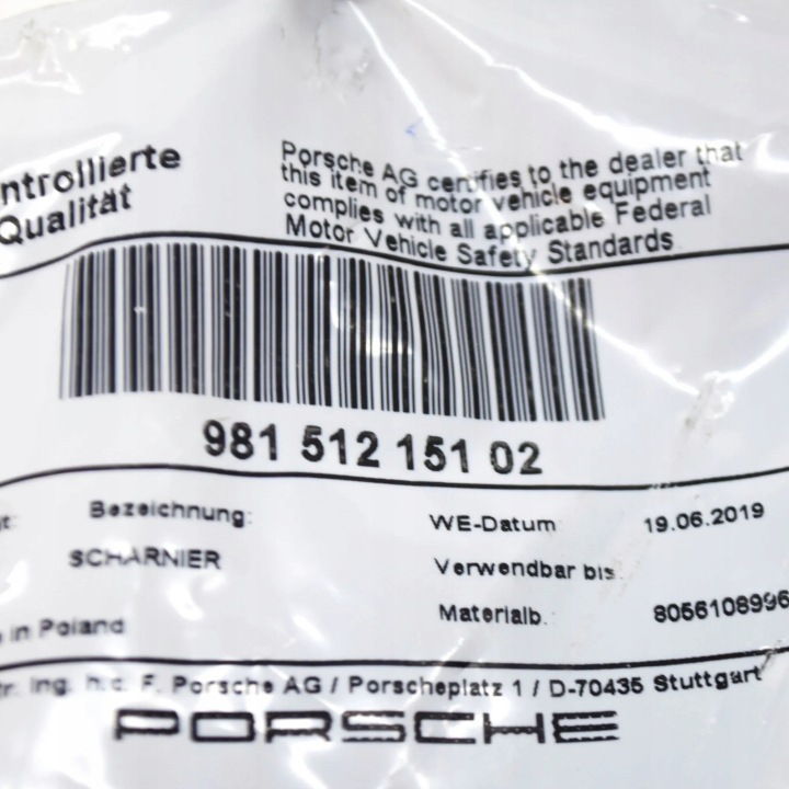 PORSCHE 718 BOXSTER 982 CHARNIÈRE COUVERCLES DE COFFRE COUVERCLES DE COFFRE GAUCHE ARRIÈRE 98151215102