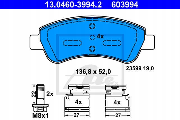 DISCOS ZAPATAS PARTE DELANTERA ATE CITROEN C4 I 