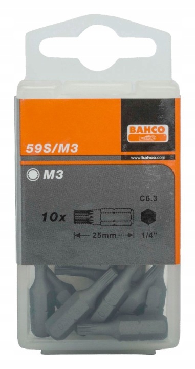 BIT 1/4″ VERS VIS XZN M8X25 MM 10 PCS BAHCO