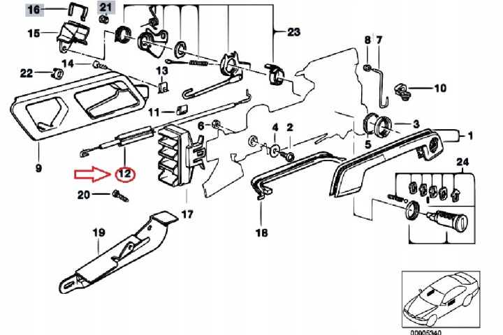 BMW 5 E34 AVANT GAUCHE PORTES CÂBLE NOUVEAU ORIGINE 51218148619