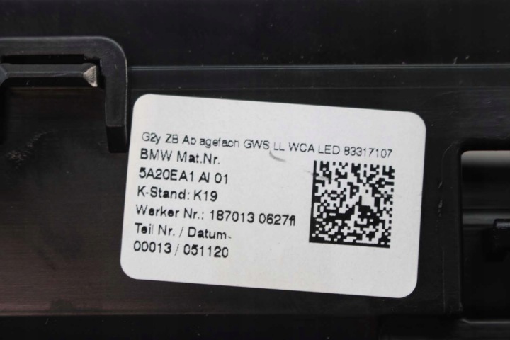 BMW 4 G26 DÉCOR 5A20EA1 TUNNELS 51165A20EA1 BOÎTE À GANTS CONSOLE CENTRALE 5116809