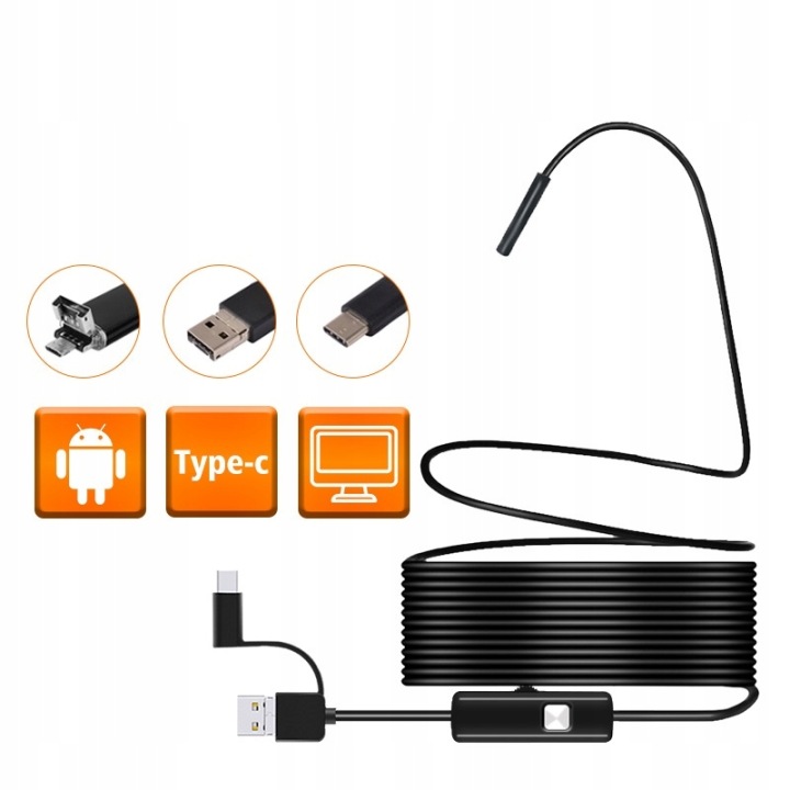 ENDOSKOP CAMÉRA INSPEKCYJNA LED USB C APP APLIKACJA SUR TÉLÉPHONE 5,5MM 1M