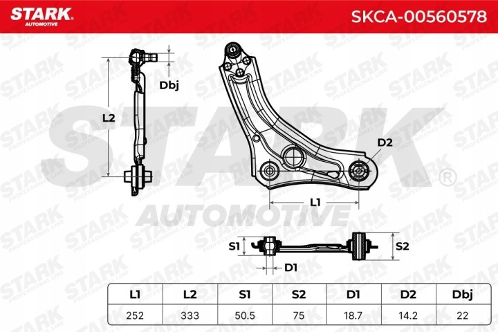 STARK SKCA-00560578 BRAS DE SUSPENSION SUSPENSION ROUES AVANT GAUCHE BRAS DE SUSPENSION TRANSVERSAL
