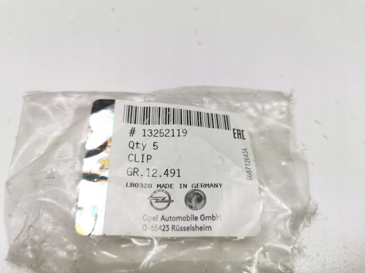 CLIPS PORTES VERS OPEL ADAM, ASTRA J, CASCADA, CORSA E OE 13252119