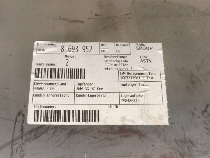BMW X3 G01 X4 G02 M40IX SILENCIEUX ÉCHAPPEMENT ARRIÈRE ACTIF 8693952 5A23C82 9468673