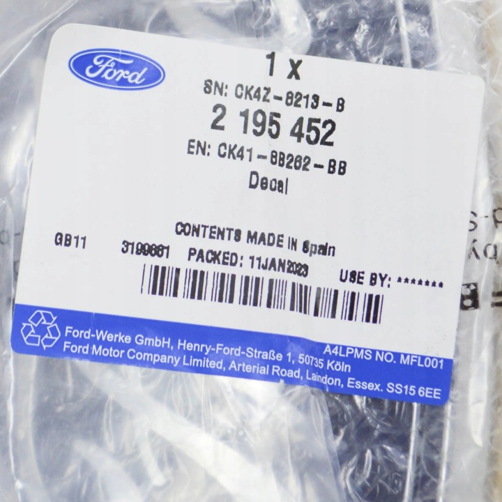 EMBLÈME SUR ARRIÈRE TABLICZKE TRANSPARENTE FORD RANGER MK3 2195452