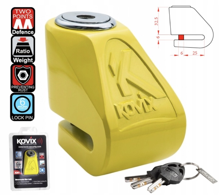 BLOCAGE DISQUES FREINAGE KOVIX KN1 JAUNE